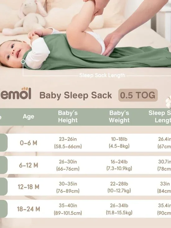 Baby Sleep Sack 6-12 Months, 100% Cotton Sleeping Sack for Newborn and Infant, 3 - Picture 4 of 7